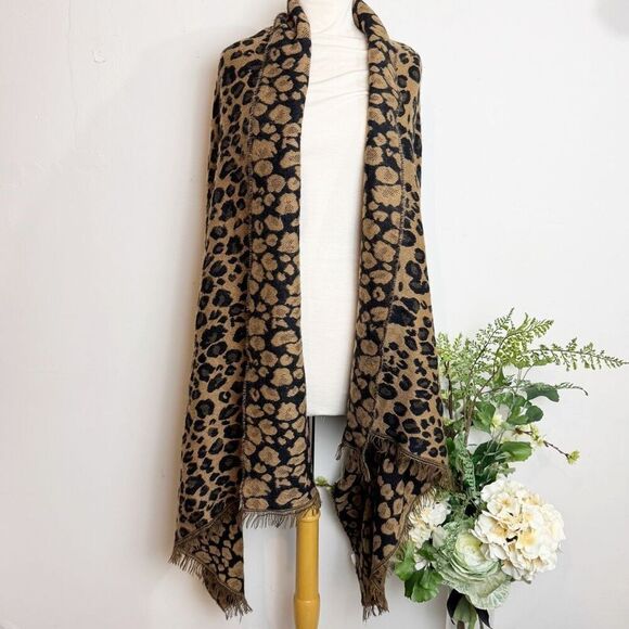 LEOPARD print shawl | soft long | 74” x 34 “ | cold weather scarf - Picture 1 of 6
